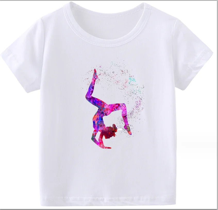 Adorable Watercolor Gymnastic Girl Kids Top – Inspire Confidence & Fun!