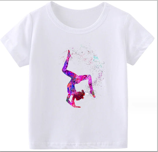 Adorable Watercolor Gymnastic Girl Kids Top – Inspire Confidence & Fun!