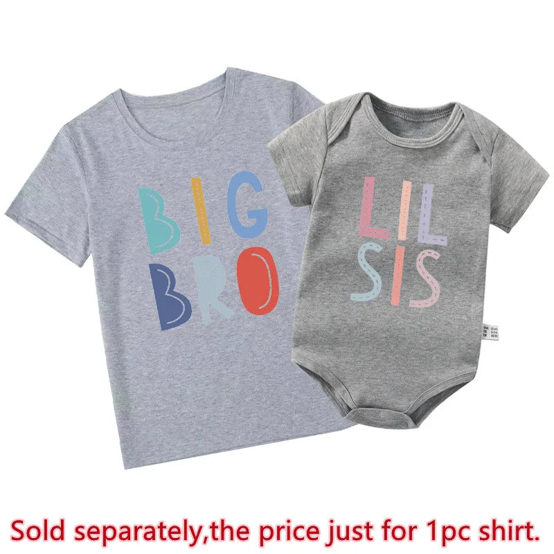 Big Bro Lil Sis Matching Outfits – Cotton Family Shirts & Baby Rompers | Perfect Sibling Birthday Gifts