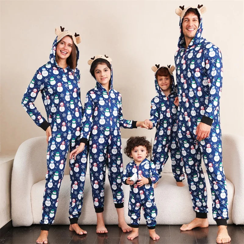 Reindeer Hooded Onesies Christmas Family Matching Pajamas - captivatingconversationsstarters