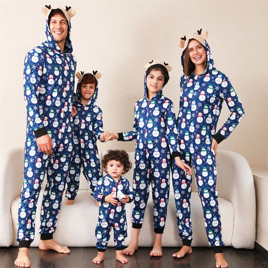 Reindeer Hooded Onesies Christmas Family Matching Pajamas - captivatingconversationsstarters