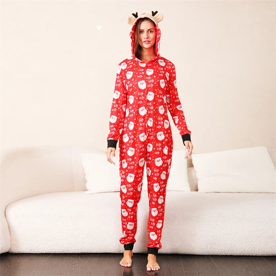 Reindeer Hooded Onesies Christmas Family Matching Pajamas - captivatingconversationsstarters