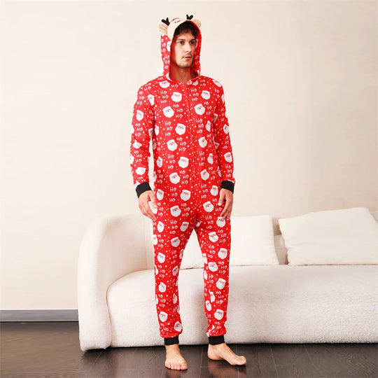 Reindeer Hooded Onesies Christmas Family Matching Pajamas - captivatingconversationsstarters