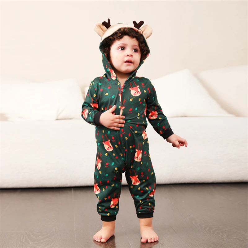 Reindeer Hooded Onesies Christmas Family Matching Pajamas - captivatingconversationsstarters
