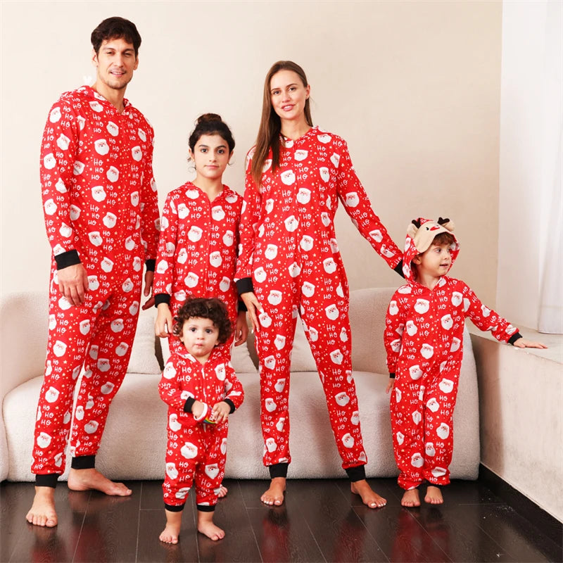 Reindeer Hooded Onesies Christmas Family Matching Pajamas - captivatingconversationsstarters