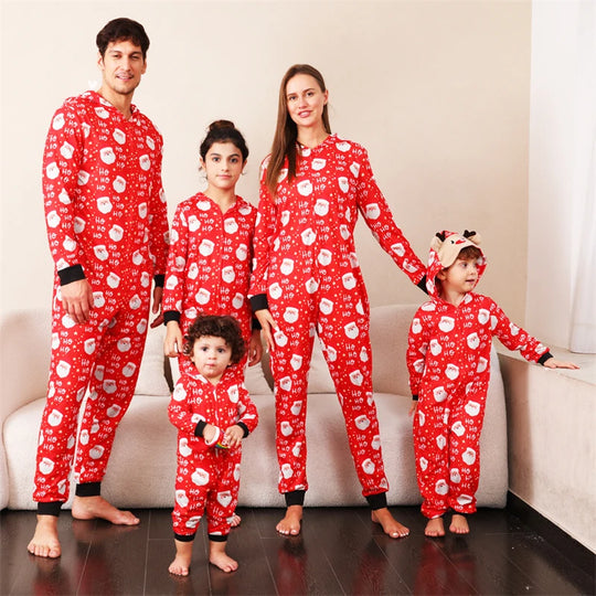 Reindeer Hooded Onesies Christmas Family Matching Pajamas - captivatingconversationsstarters