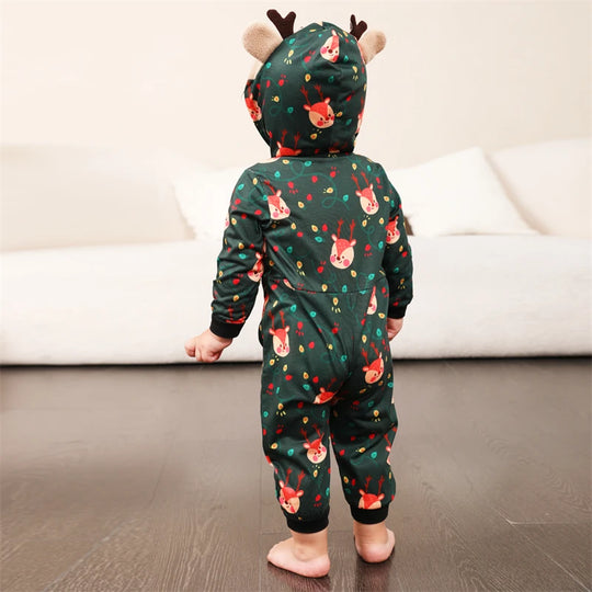 Reindeer Hooded Onesies Christmas Family Matching Pajamas - captivatingconversationsstarters