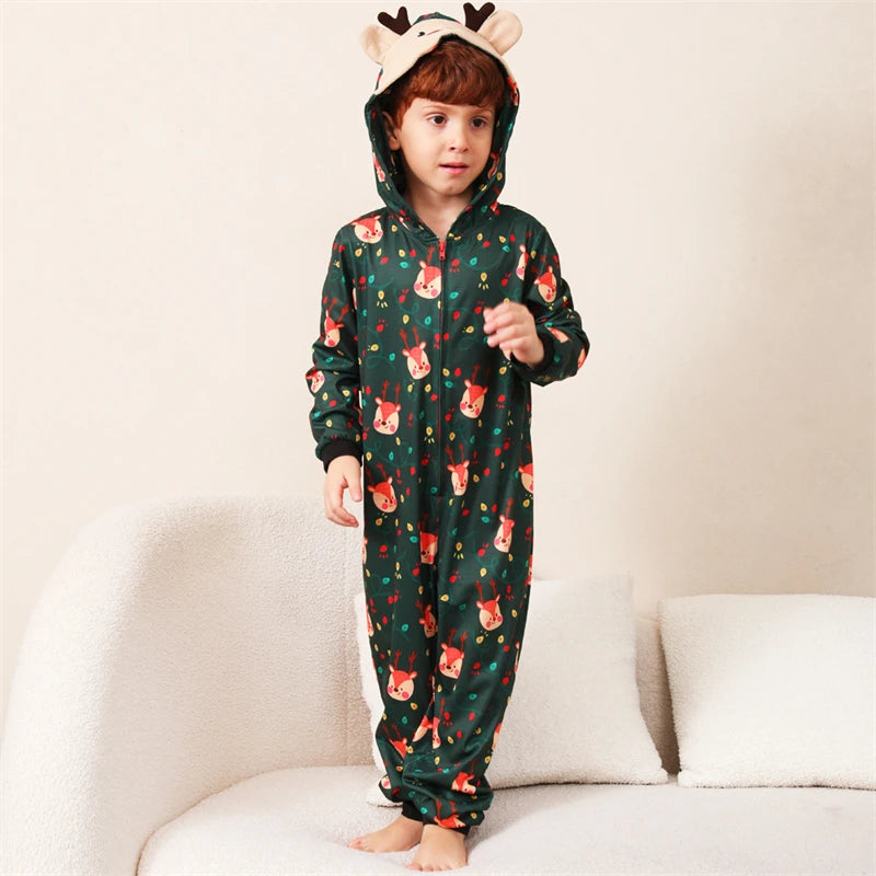Reindeer Hooded Onesies Christmas Family Matching Pajamas - captivatingconversationsstarters