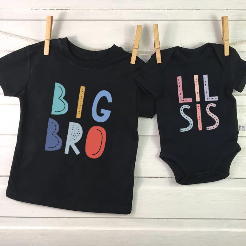 Big Bro Lil Sis Matching Outfits – Cotton Family Shirts & Baby Rompers | Perfect Sibling Birthday Gifts - captivatingconversationsstarters