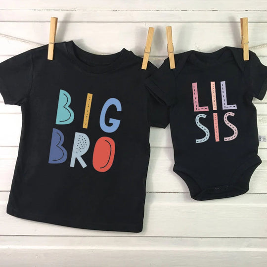 Big Bro Lil Sis Matching Outfits – Cotton Family Shirts & Baby Rompers | Perfect Sibling Birthday Gifts - captivatingconversationsstarters