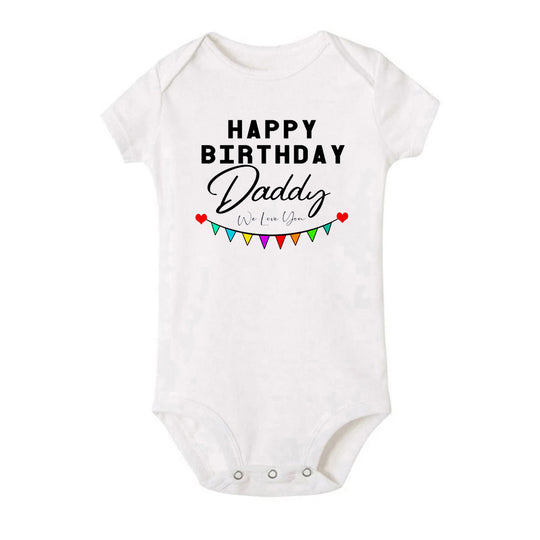 Happy Birthday Daddy, We Love You Family Matching Top & Baby Bodysuit – Perfect Birthday Gift for Dad - captivatingconversationsstarters