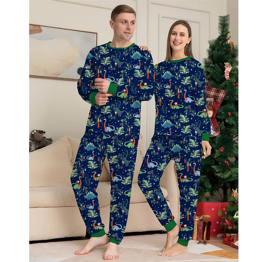 Festive Dino Christmas Matching Pajamas - Fun Family Holiday Outfits - captivatingconversationsstarters