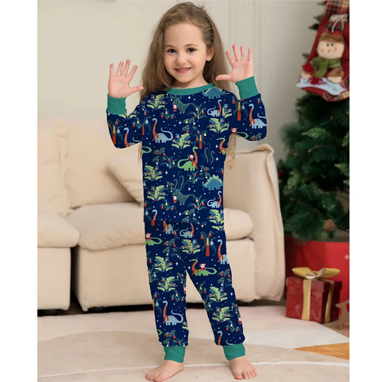 Festive Dino Christmas Matching Pajamas - Fun Family Holiday Outfits - captivatingconversationsstarters