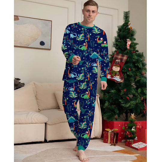 Festive Dino Christmas Matching Pajamas - Fun Family Holiday Outfits - captivatingconversationsstarters