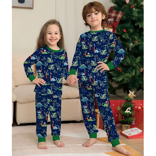 Festive Dino Christmas Matching Pajamas - Fun Family Holiday Outfits - captivatingconversationsstarters