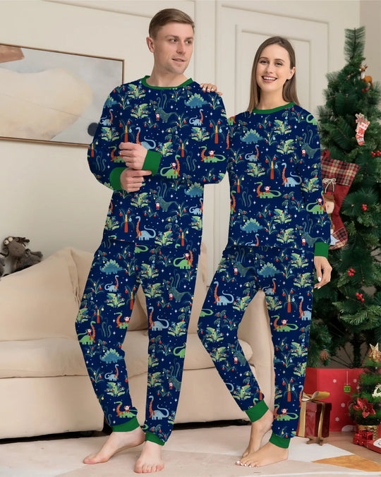 Festive Dino Christmas Matching Pajamas - Fun Family Holiday Outfits - captivatingconversationsstarters