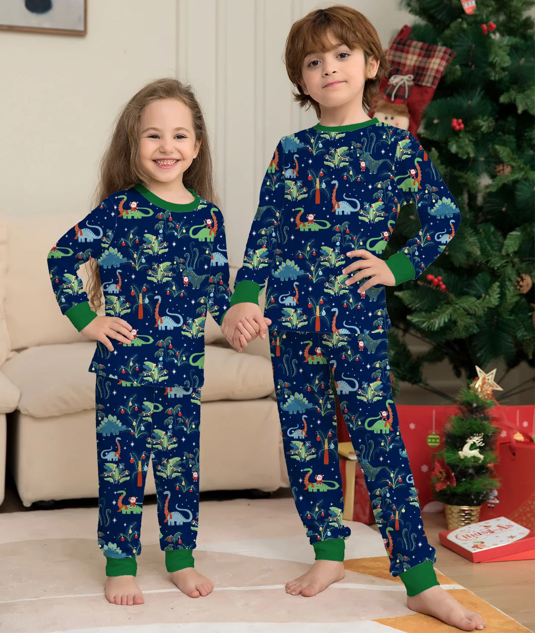 Festive Dino Christmas Matching Pajamas - Fun Family Holiday Outfits - captivatingconversationsstarters