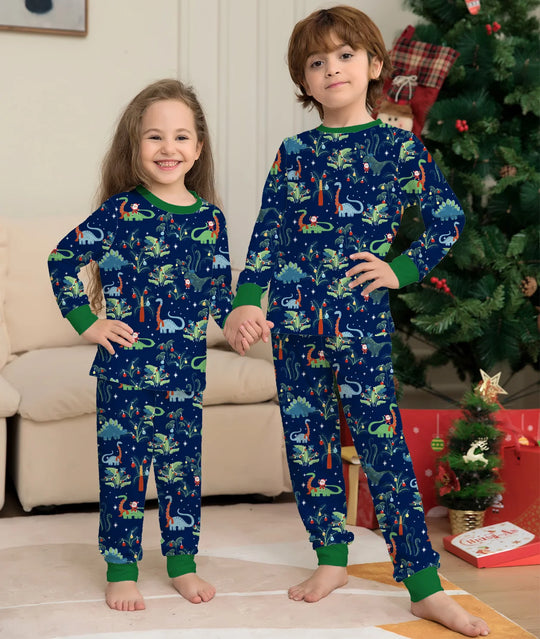 Festive Dino Christmas Matching Pajamas - Fun Family Holiday Outfits - captivatingconversationsstarters