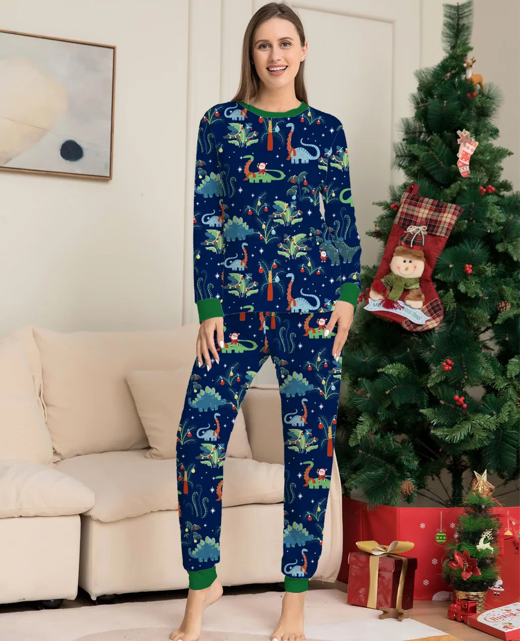 Festive Dino Christmas Matching Pajamas - Fun Family Holiday Outfits - captivatingconversationsstarters