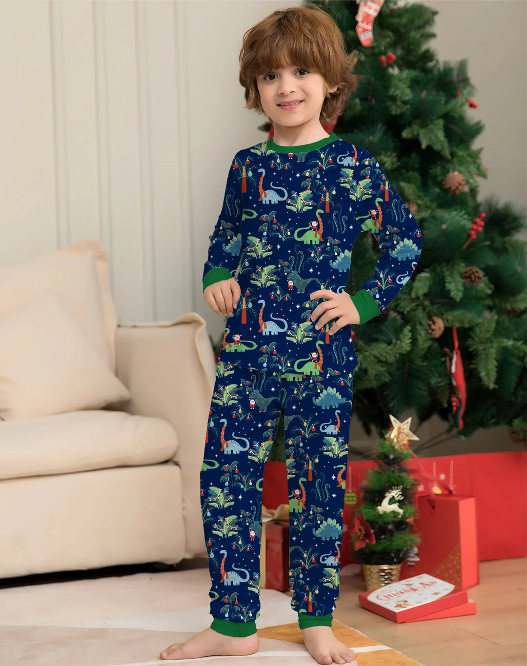 Festive Dino Christmas Matching Pajamas - Fun Family Holiday Outfits - captivatingconversationsstarters