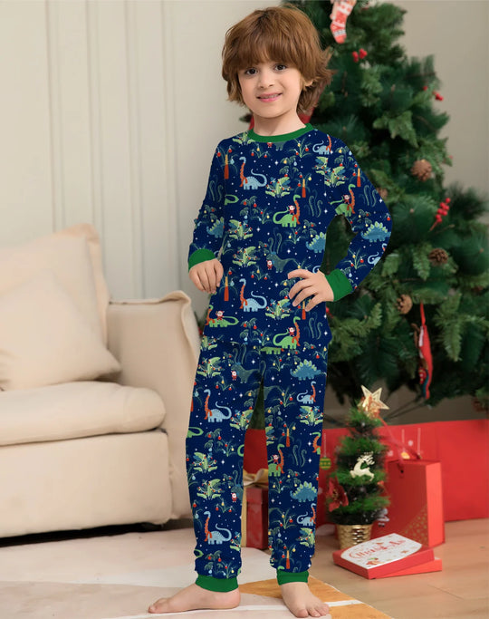 Festive Dino Christmas Matching Pajamas - Fun Family Holiday Outfits - captivatingconversationsstarters
