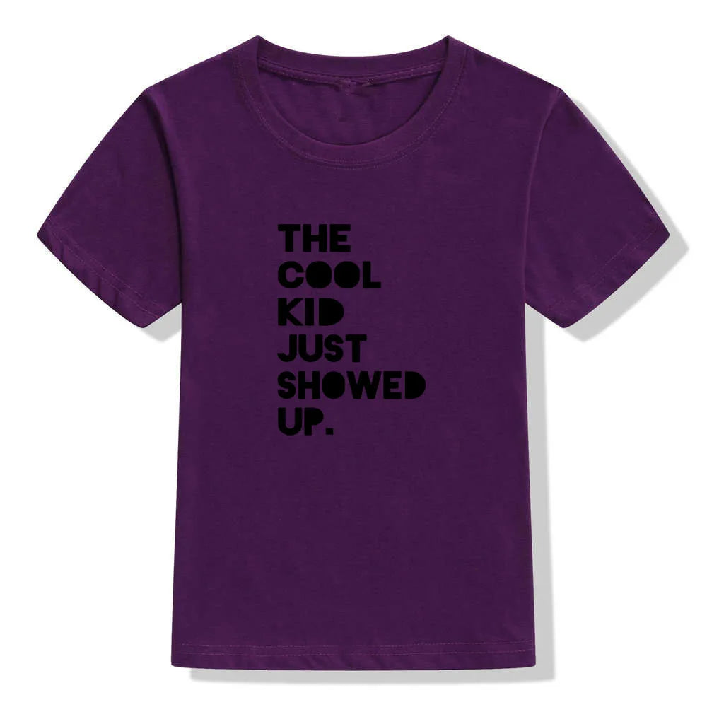 Summer Kids Tshirt The Cool Kid Just Showed Up Funny Letter Print Tshirt Boys and Girls Clothes Children Cute Shirts Tops - captivatingconversationsstarters
