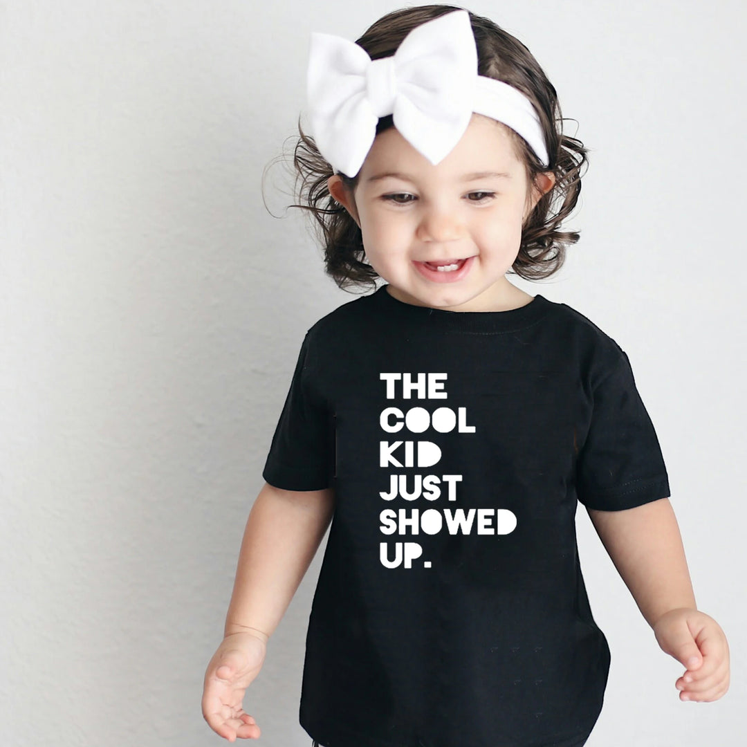 Summer Kids Tshirt The Cool Kid Just Showed Up Funny Letter Print Tshirt Boys and Girls Clothes Children Cute Shirts Tops - captivatingconversationsstarters