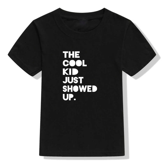 Summer Kids Tshirt The Cool Kid Just Showed Up Funny Letter Print Tshirt Boys and Girls Clothes Children Cute Shirts Tops - captivatingconversationsstarters