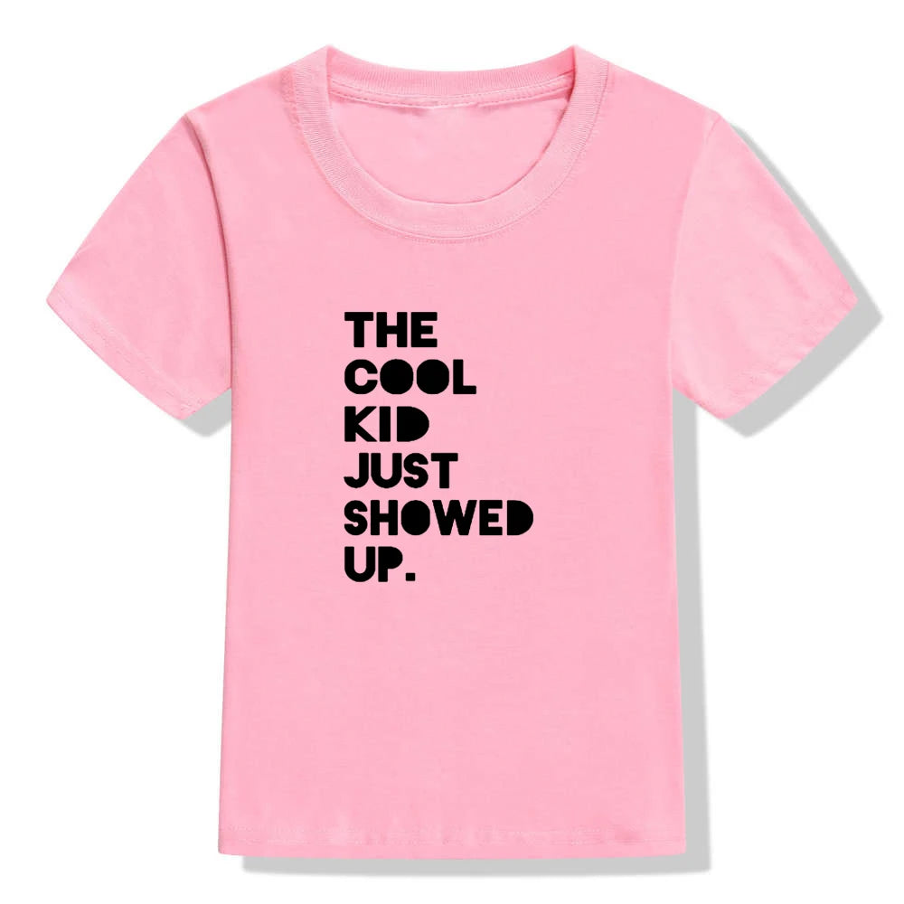 Summer Kids Tshirt The Cool Kid Just Showed Up Funny Letter Print Tshirt Boys and Girls Clothes Children Cute Shirts Tops - captivatingconversationsstarters