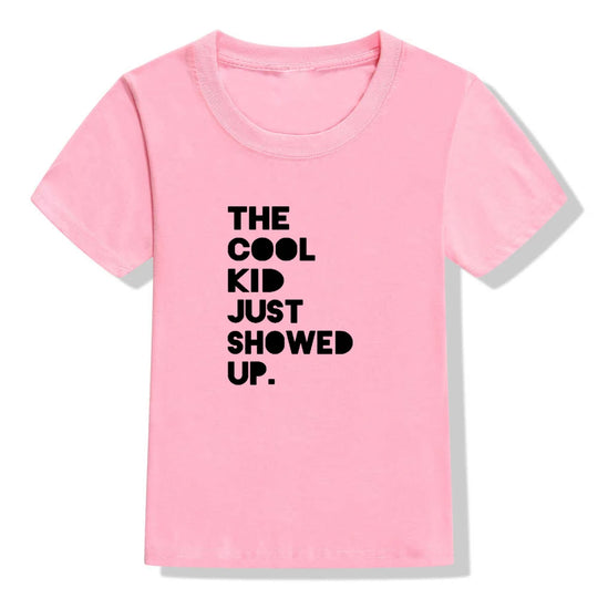 Summer Kids Tshirt The Cool Kid Just Showed Up Funny Letter Print Tshirt Boys and Girls Clothes Children Cute Shirts Tops - captivatingconversationsstarters
