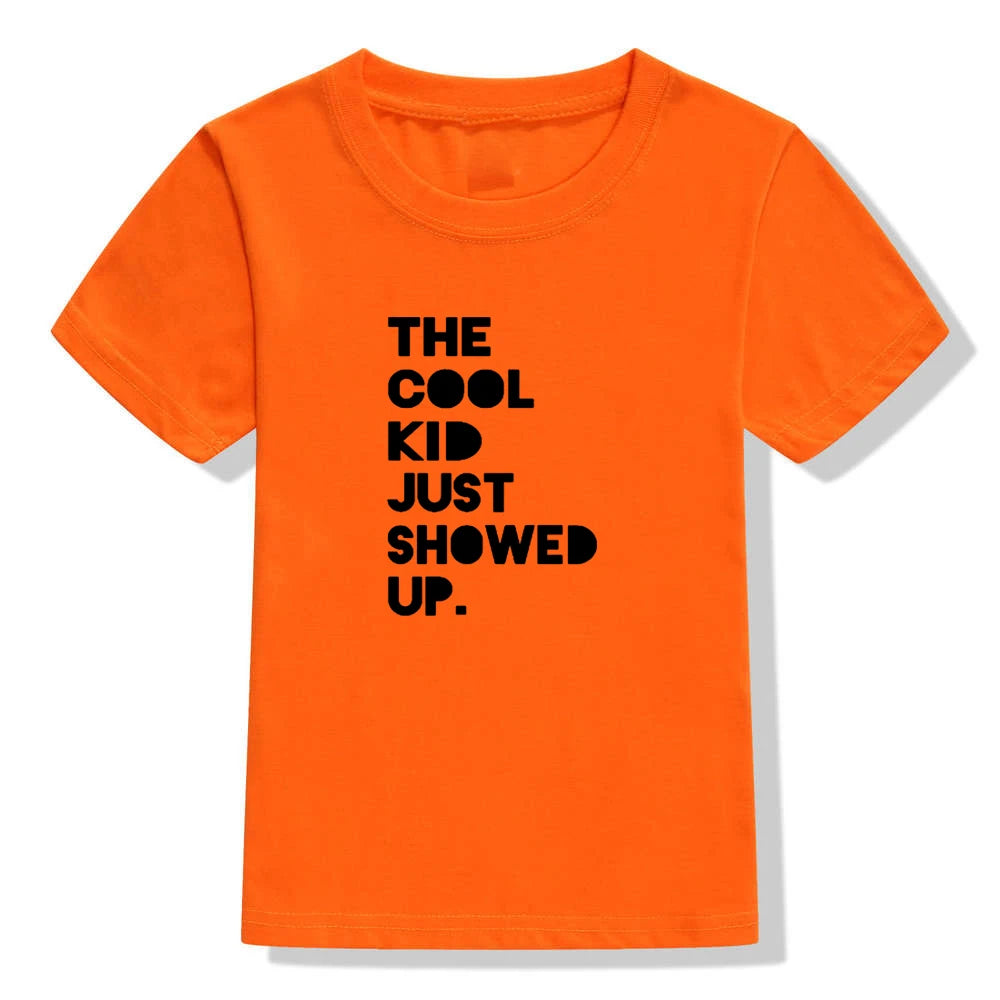 Summer Kids Tshirt The Cool Kid Just Showed Up Funny Letter Print Tshirt Boys and Girls Clothes Children Cute Shirts Tops - captivatingconversationsstarters