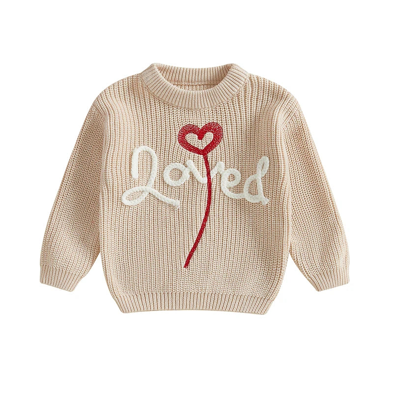 Unisex Valentine’s Day Knit Sweater for Toddlers - Long Sleeve O-Neck Heart Embroidery Pullover | Sizes 6M-4Y | Daily Wear for Boys & Girls - captivatingconversationsstarters