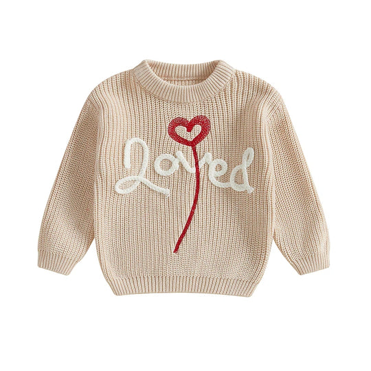 Unisex Valentine’s Day Knit Sweater for Toddlers - Long Sleeve O-Neck Heart Embroidery Pullover | Sizes 6M-4Y | Daily Wear for Boys & Girls - captivatingconversationsstarters