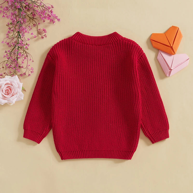 Unisex Valentine’s Day Knit Sweater for Toddlers - Long Sleeve O-Neck Heart Embroidery Pullover | Sizes 6M-4Y | Daily Wear for Boys & Girls - captivatingconversationsstarters
