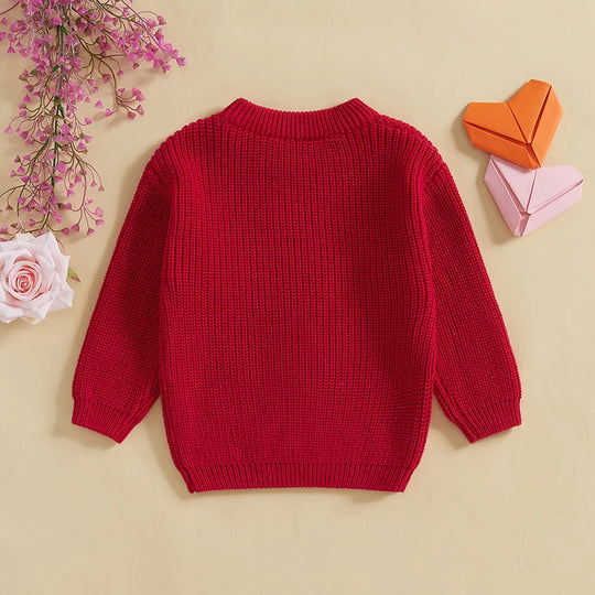Unisex Valentine’s Day Knit Sweater for Toddlers - Long Sleeve O-Neck Heart Embroidery Pullover | Sizes 6M-4Y | Daily Wear for Boys & Girls - captivatingconversationsstarters