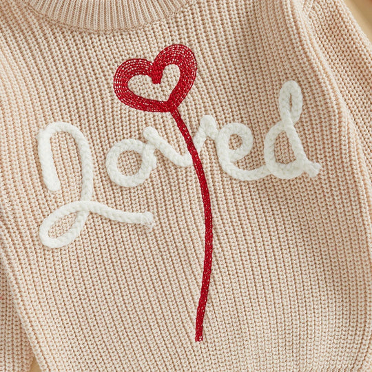 Unisex Valentine’s Day Knit Sweater for Toddlers - Long Sleeve O-Neck Heart Embroidery Pullover | Sizes 6M-4Y | Daily Wear for Boys & Girls - captivatingconversationsstarters