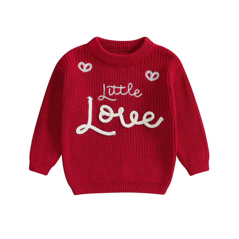 Unisex Valentine’s Day Knit Sweater for Toddlers - Long Sleeve O-Neck Heart Embroidery Pullover | Sizes 6M-4Y | Daily Wear for Boys & Girls - captivatingconversationsstarters