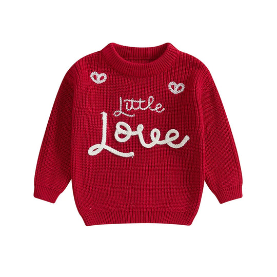 Unisex Valentine’s Day Knit Sweater for Toddlers - Long Sleeve O-Neck Heart Embroidery Pullover | Sizes 6M-4Y | Daily Wear for Boys & Girls - captivatingconversationsstarters