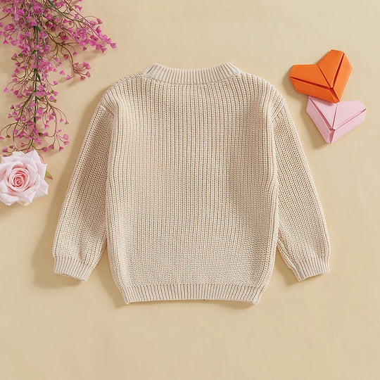 Unisex Valentine’s Day Knit Sweater for Toddlers - Long Sleeve O-Neck Heart Embroidery Pullover | Sizes 6M-4Y | Daily Wear for Boys & Girls - captivatingconversationsstarters