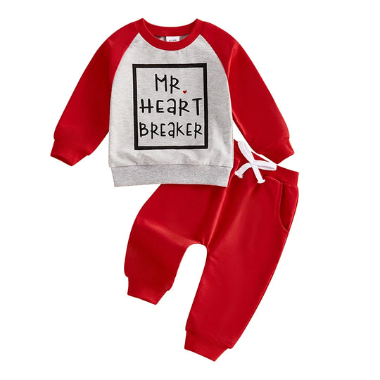 Adorable Toddler Boy Valentine's Day Outfit - Heart Print Raglan Long Sleeve Shirt & Solid Pants Set (0-3Y) | Casual Knit 2-Piece for Baby Boys - captivatingconversationsstarters