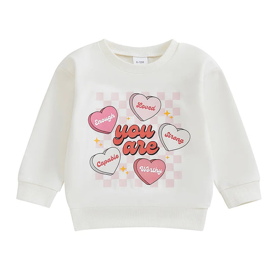 Adorable Toddler Valentine's Day Heart & Donut Sweatshirt | Long Sleeve Pullover for Little Girls - All-Season Comfort - captivatingconversationsstarters