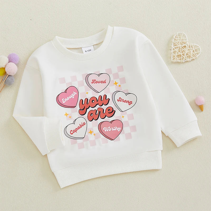 Adorable Toddler Valentine's Day Heart & Donut Sweatshirt | Long Sleeve Pullover for Little Girls - All-Season Comfort - captivatingconversationsstarters