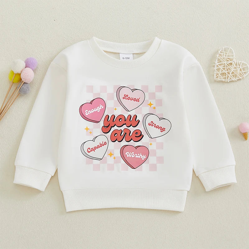 Adorable Toddler Valentine's Day Heart & Donut Sweatshirt | Long Sleeve Pullover for Little Girls - All-Season Comfort - captivatingconversationsstarters