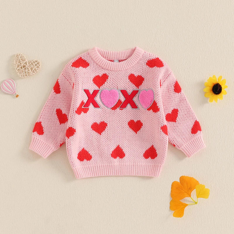 Toddler Valentine’s Day Sweater | Adorable Hearts & XO Print | Soft, Cozy & Photo-Ready! - captivatingconversationsstarters