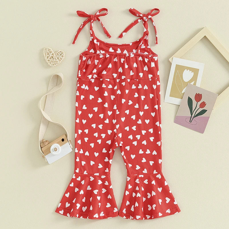 Adorable Kids Valentine’s Day Bell-Bottom Jumpsuit – Heart Print Sleeveless Romper for Girls, Ages 1-5 | Perfect for Spring & Autumn - captivatingconversationsstarters