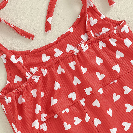 Adorable Kids Valentine’s Day Bell-Bottom Jumpsuit – Heart Print Sleeveless Romper for Girls, Ages 1-5 | Perfect for Spring & Autumn - captivatingconversationsstarters