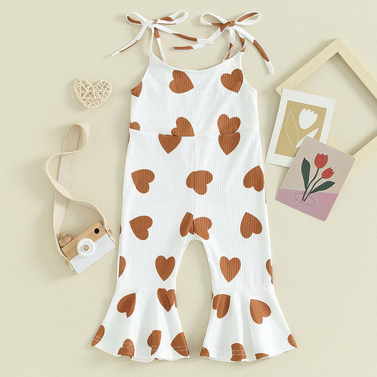 Adorable Kids Valentine’s Day Bell-Bottom Jumpsuit – Heart Print Sleeveless Romper for Girls, Ages 1-5 | Perfect for Spring & Autumn - captivatingconversationsstarters