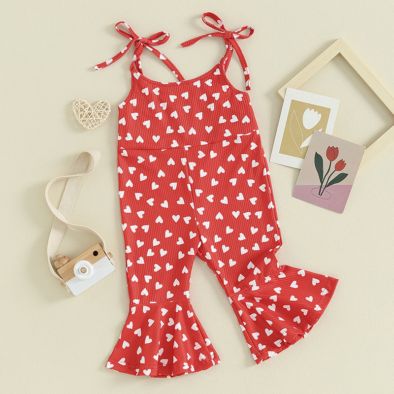 Adorable Kids Valentine’s Day Bell-Bottom Jumpsuit – Heart Print Sleeveless Romper for Girls, Ages 1-5 | Perfect for Spring & Autumn - captivatingconversationsstarters