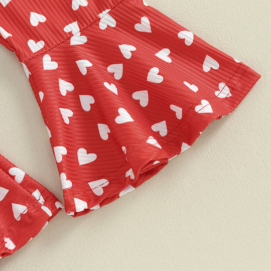 Adorable Kids Valentine’s Day Bell-Bottom Jumpsuit – Heart Print Sleeveless Romper for Girls, Ages 1-5 | Perfect for Spring & Autumn - captivatingconversationsstarters