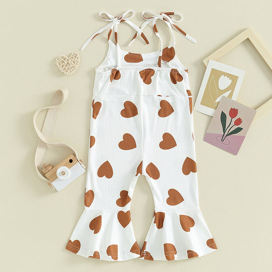Adorable Kids Valentine’s Day Bell-Bottom Jumpsuit – Heart Print Sleeveless Romper for Girls, Ages 1-5 | Perfect for Spring & Autumn - captivatingconversationsstarters
